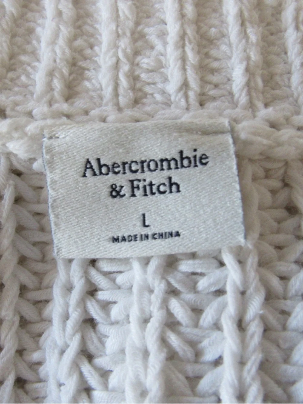 Abercrombie Fitch Easy Shaker Sweater Tank Large White Chunky Knit Ribbed Trim - Picture 9 of 9